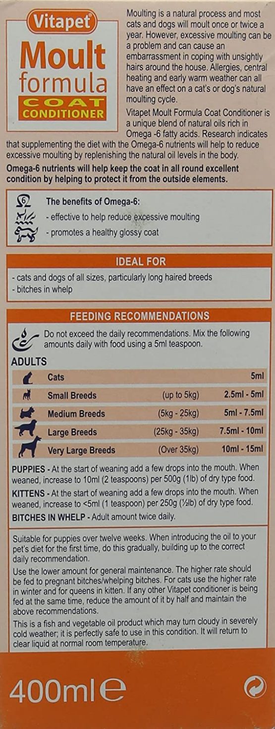 Vitapet Moult Formula for Cat and Dog, 400ml - Image 3
