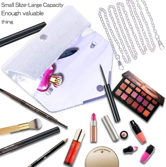 Larcenciel Women Clutch Bag Elegant Sequins Evening Clutch Purse Chain Shoulder Bags Sparkly Silver Evening Bridal Prom Party Handbag Purse - Image 2