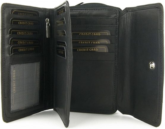 Ladies Soft Leather Flap Over Purse/Wallet by London Leather Goods Handy Zipped Section 6 Colours - Image 2