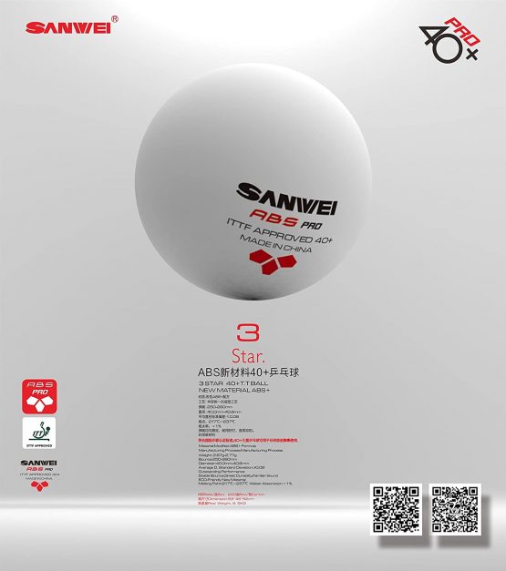Sanwei 3 Star ABS Professional Table Tennis Balls - Pack of 6 - White - ITTF Approved Competition approved Ping Pong Balls - Image 3