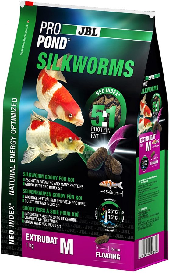JBL Silkworms for Koi, Floating Treats, Delicacies, ProPond Silkworms, Size M, 0.34 kg