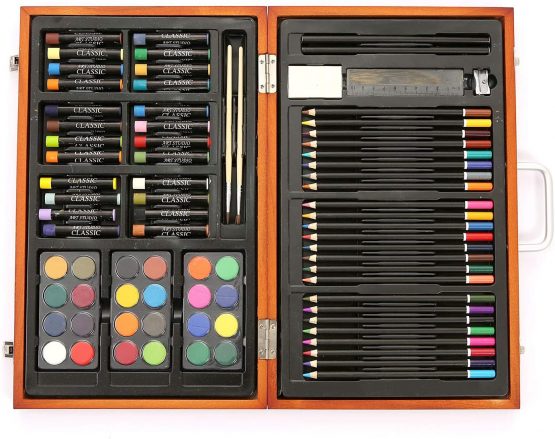 Artistik Wooden Art Set - (80 Piece) Deluxe Art Creativity Set and Professional Art Set Box for Colouring Beginners, Great Gift For Artists, Adults Teens, and Children - Image 3