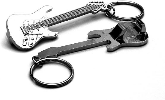 Metal Bottle Opener Electric Rock Guitar with Keyring Attachment