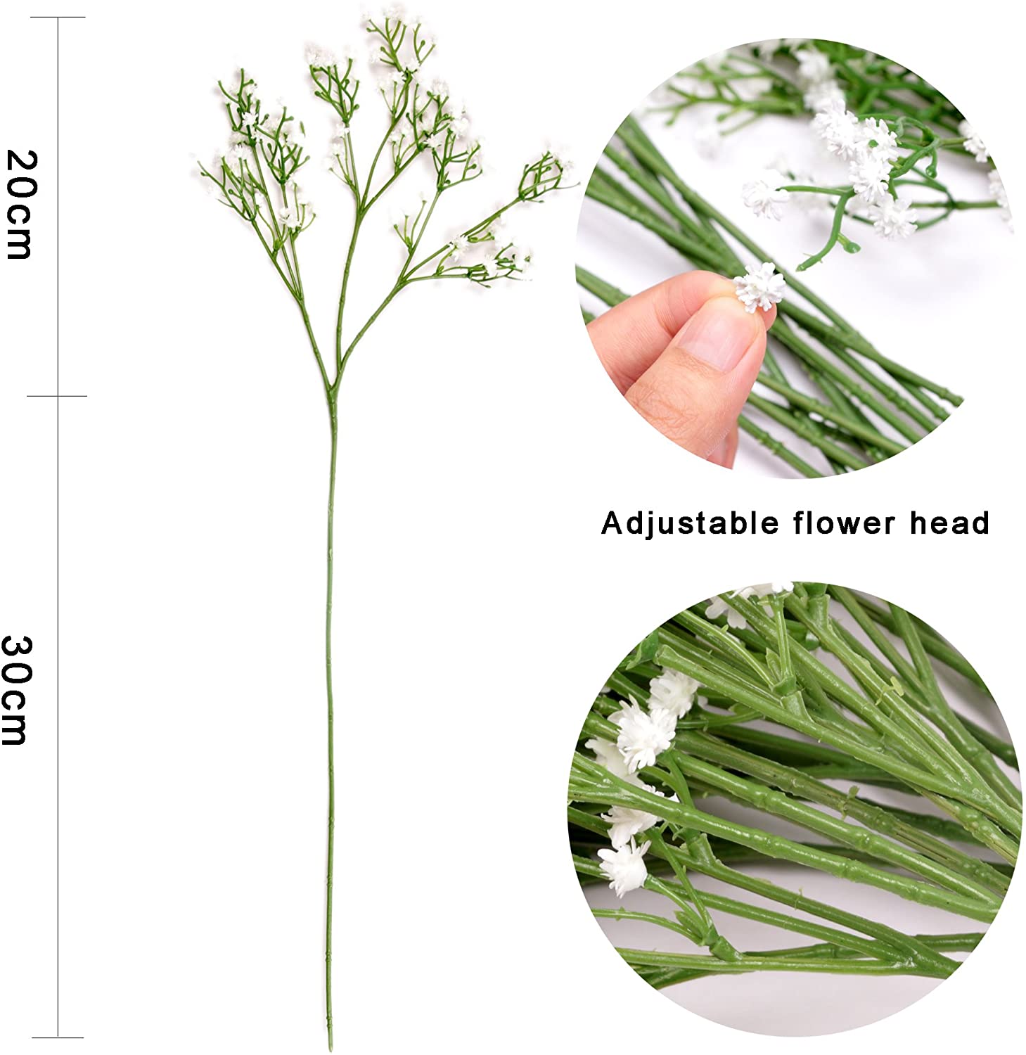 Homcomodar 12 Pack Artificial Flowers Babies Breath Flowers Fake Gypsophila Plants Bouquets For Wedding Home DIY Decoration (White) - Image 2