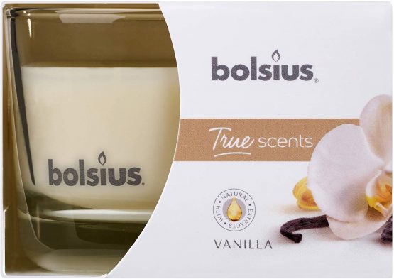 BOLSIUS Medium Glass Scented Candle Vanilla, Wax, White - Image 2