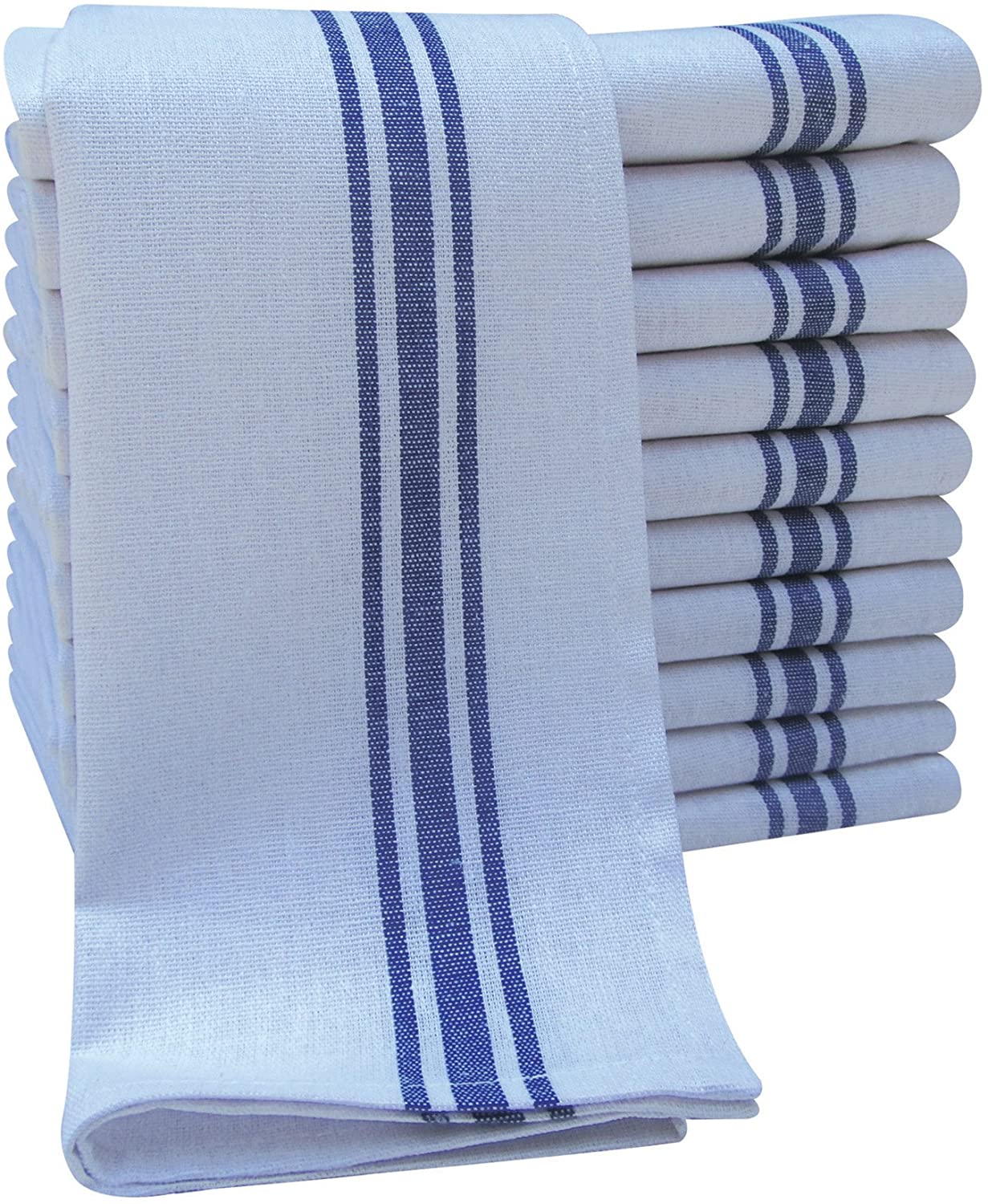 Pack of 10 Professional Catering Tea Towels, Heavy Duty Construction, Absorbent & Quick Dry