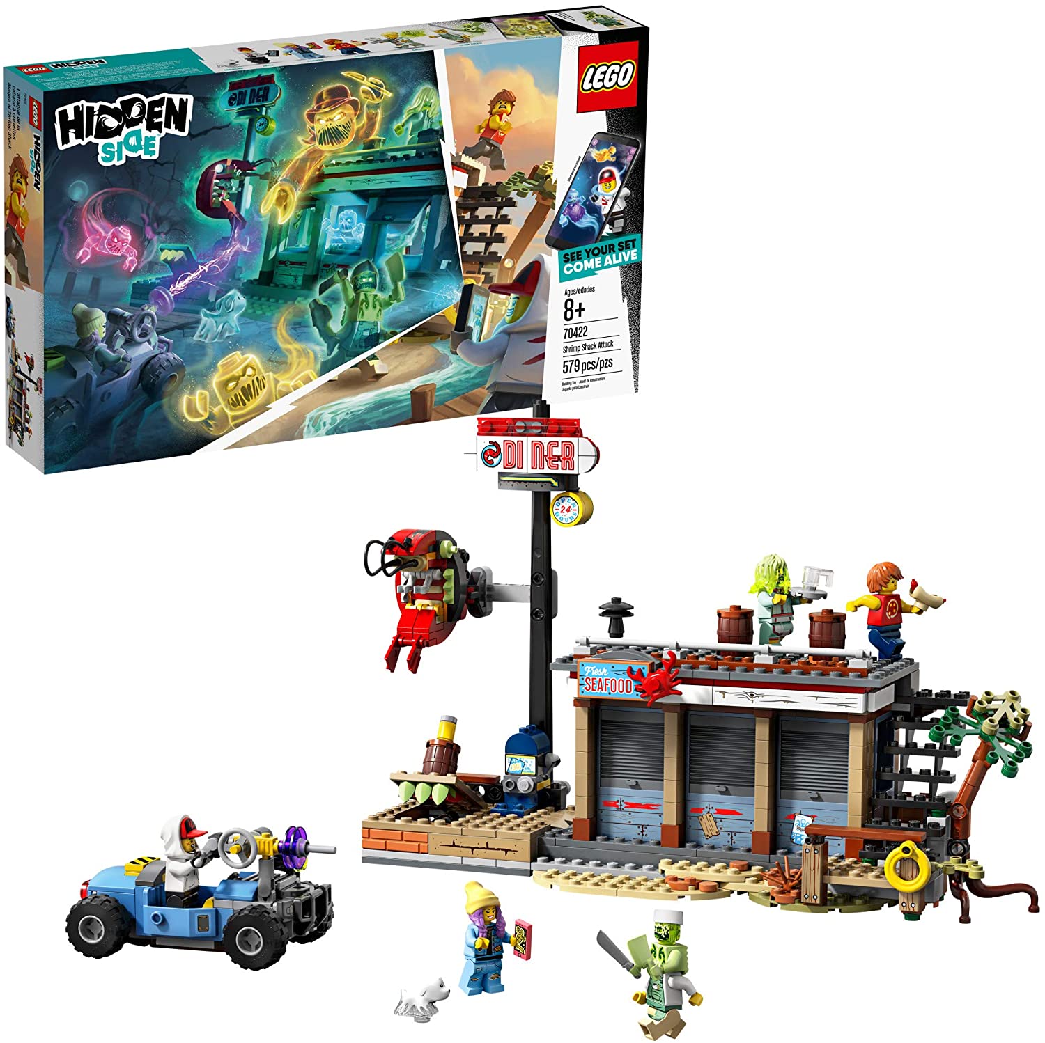 LEGO Hidden Side 70422 - Shrimp Shack Restaurant Attack, Ghost Construction Toys (579 parts), Mehrfarbig