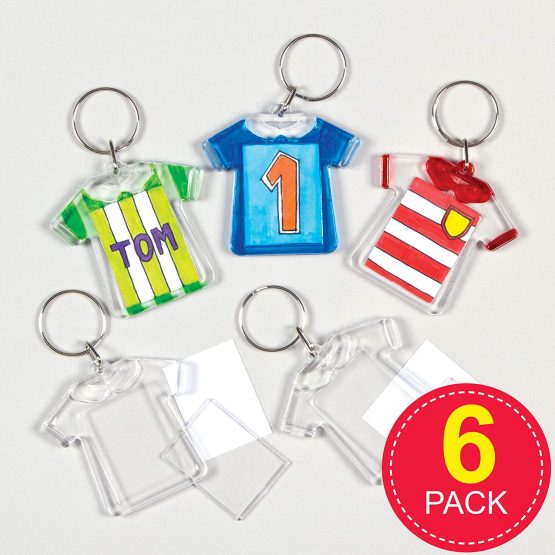 Baker Ross ET1242 Design Your Own T-shirt keyring (Pack Of 6) For Kids To Decorate and Kids Party Bag Fillers, White, 5cm - Image 2