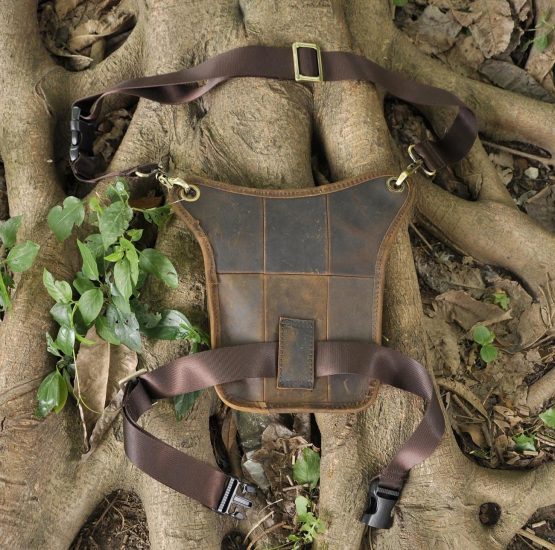 Le'aokuu Mens Genuine Leather Messenger Motorcycle Hip Bum Blet Fanny Waist Pack Drop Leg Thigh Bag 211-4 - Image 3