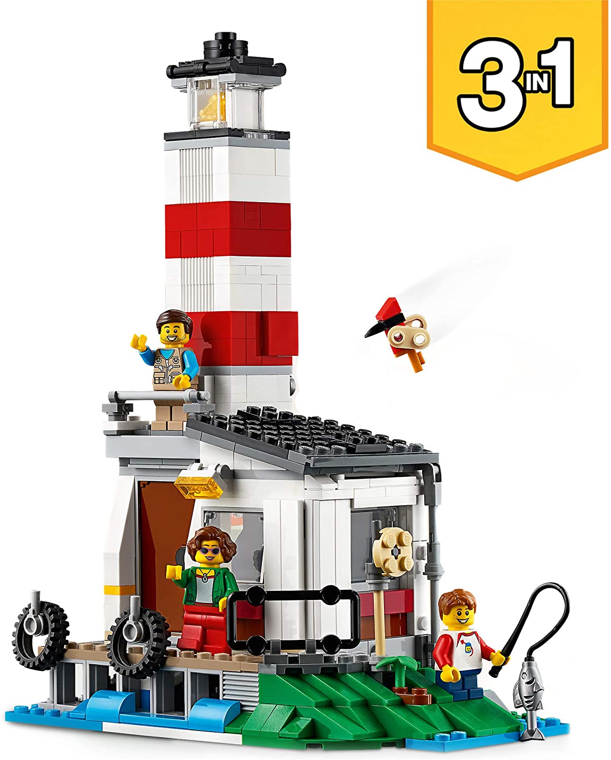 LEGO 31108 Creator 3in1 Caravan Family Holiday Toy with Car, Camperva, Lighthouse, Summer Construction Toy - Image 4