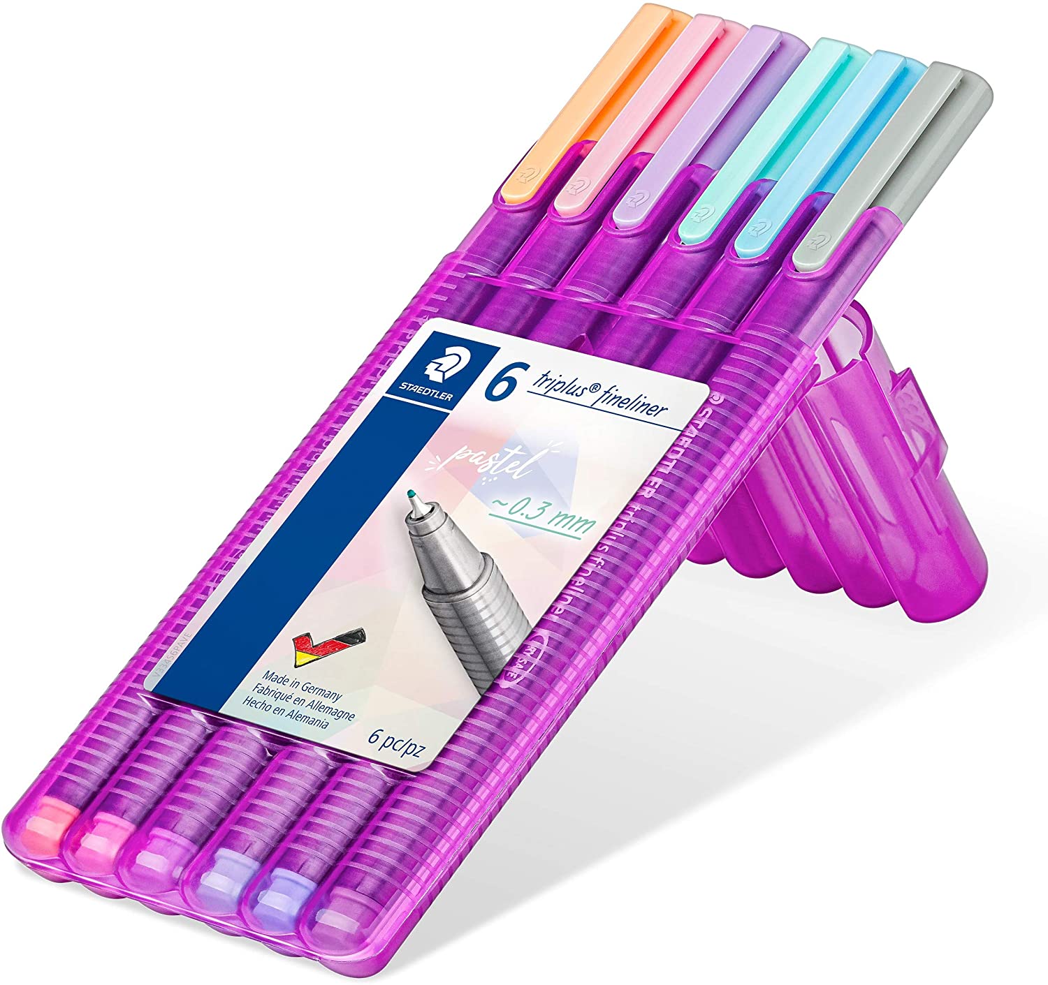 STAEDTLER 334 SB6 PA Triplus Fineliner Superfine Point Pens, 0.3 mm - Assorted Pastel Colours (Pack of 6)