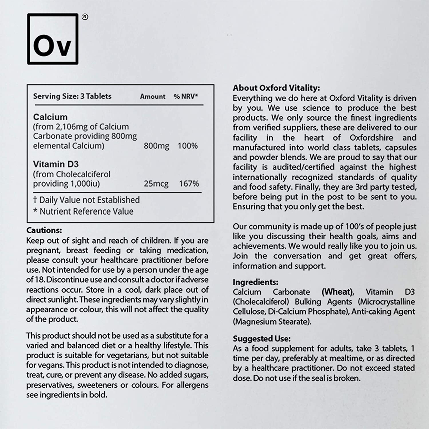 Oxford Vitality Calcium & Vitamin D Tablets, 500 count (Pack of 1) - Image 4