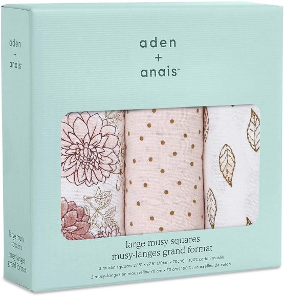 aden + anais 100% Cotton Muslin Musy Squares, Multi-use Baby Cloths for Girls & Boys, 70x70cm, Ideal Newborn & Infant Nursing Set, Perfect Shower Gifts, 3 Pack, Dahlias 7248 - Image 2