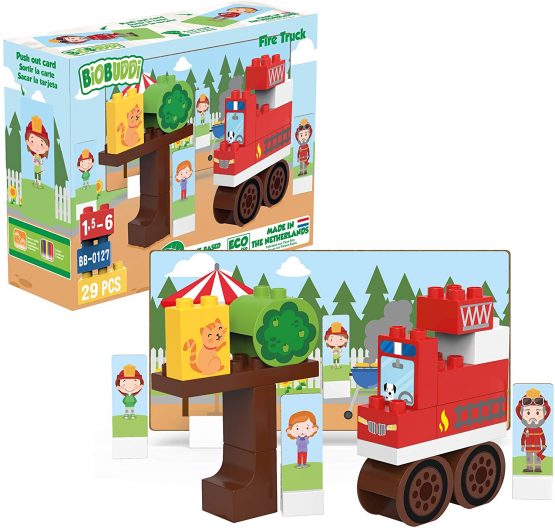 BIOBUDDI BB-0127 FIRE TRUCK PLAY SET, 20 BLOCKS Building, Multi-Coloured - Image 3