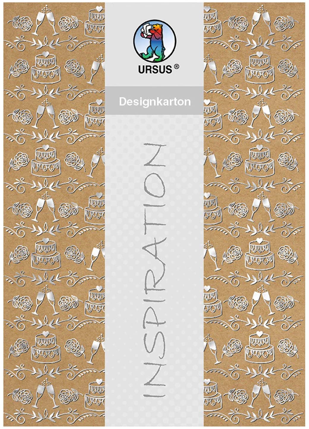 Ursus 62374604F Design Card Selection, 250 g/m², DIN A4, 5 Sheets, Celebration Silver, 5 Blatt