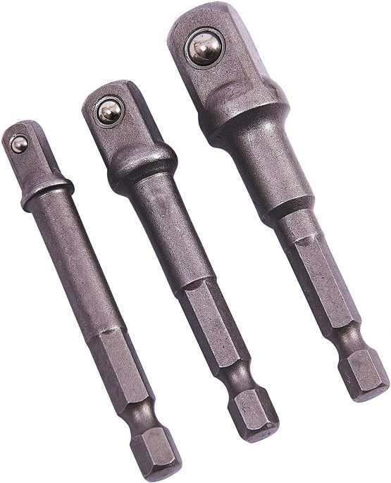 Amtech I5700 Socket Driver Set, Hex Extension Adapter, 3 Piece 1/4", 3/8" and 1/2", for Impact Driver - Image 2