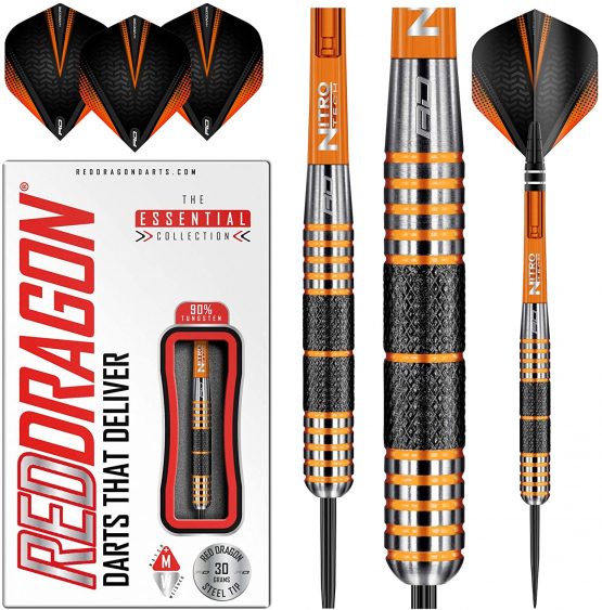 RED DRAGON Amberjack 24g, 26g, 28g or 30g Tungsten Darts Set with Flights and Stems