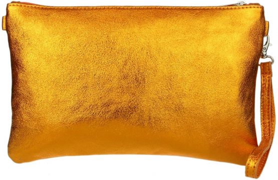 Girly Handbags Italian Snake Skin Metallic Leather Clutch Bag