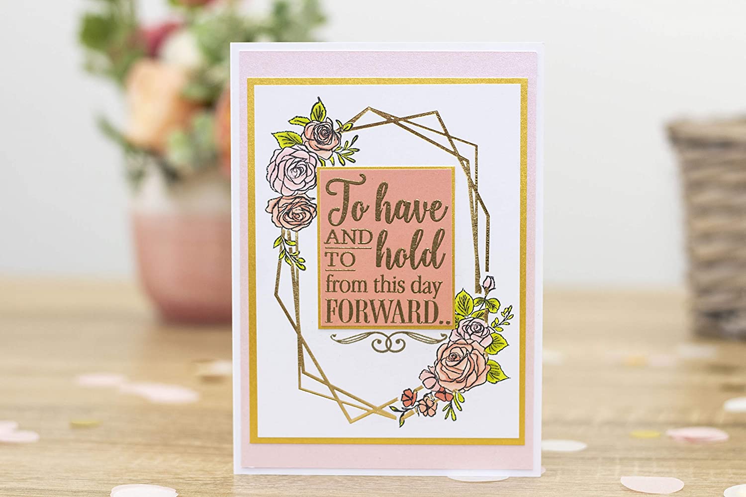 Sara Signature Garden of Love-Foil Die and Stamp Set-Embellished Frame, Silver, One Size - Image 4