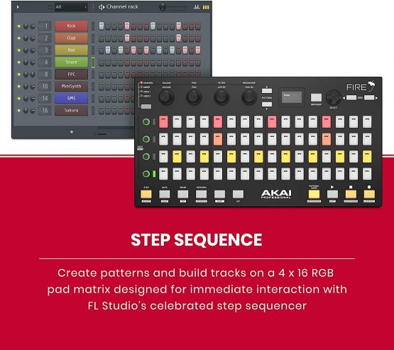 AKAI Professional Fire (Controller Only) - USB MIDI Controller for FL Studio with 64 pad RGB Clip/ Drum Pad Matrix - Image 3