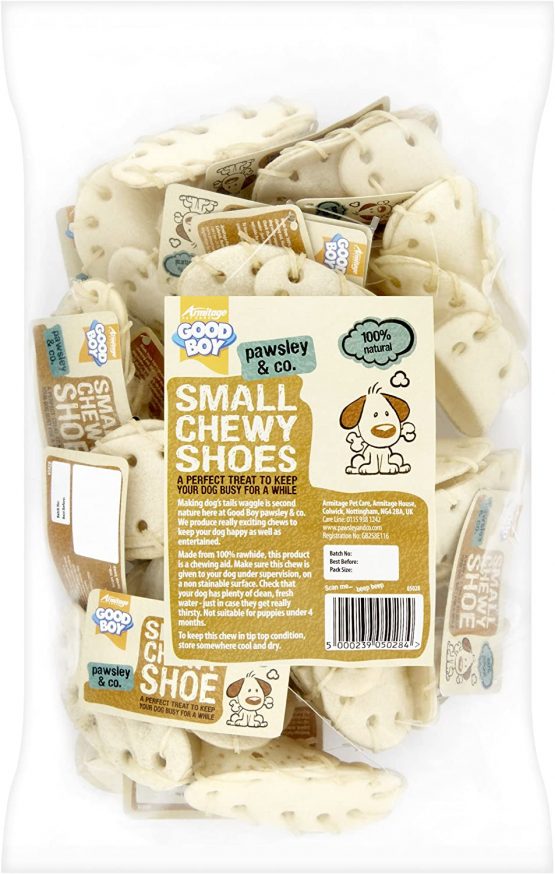 Good Boy Rawhide Dog Treat Small Chewy Shoe, 75mm, Pack of 25 BigaMart