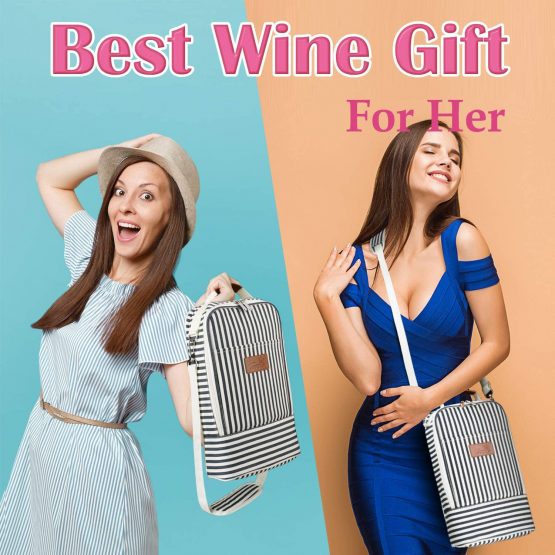Kato Tirrinia Insulated 2 Bottle Wine Cooler Bag - Wine Cooler Tote Carrier for Picnic, Beach, Wine Lover Gift, Grey - Image 3