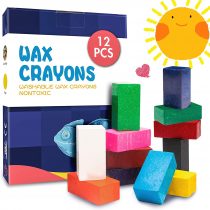 MUSCCCM 12 Colors Toddler Crayons, Washable Crayons and Safe Block Crayons for 2 Year Old Children, Kids, Students