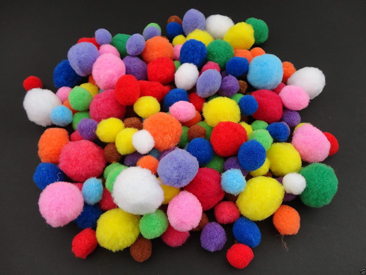 50 Craft Poms Multi Coloured Fluffy Balls Various Sizes Children Arts & Crafts - Colour: Assorted, 15 mm