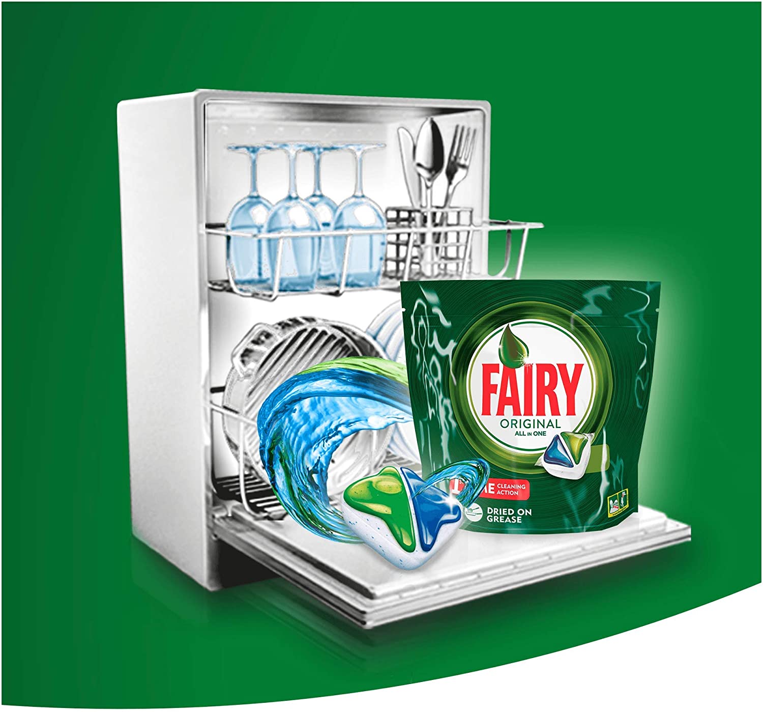 Fairy All-In-1 Dishwasher Tablets Bulk, 70 Tablets, Original, XXL Pack, Effective Even On Dried-On Grease - Image 3