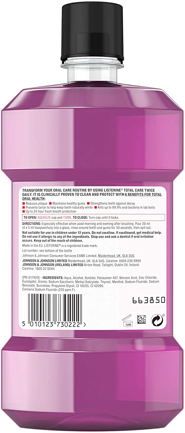 Listerine Total Care Antibacterial Mouthwash (1x 500ml) - Image 2