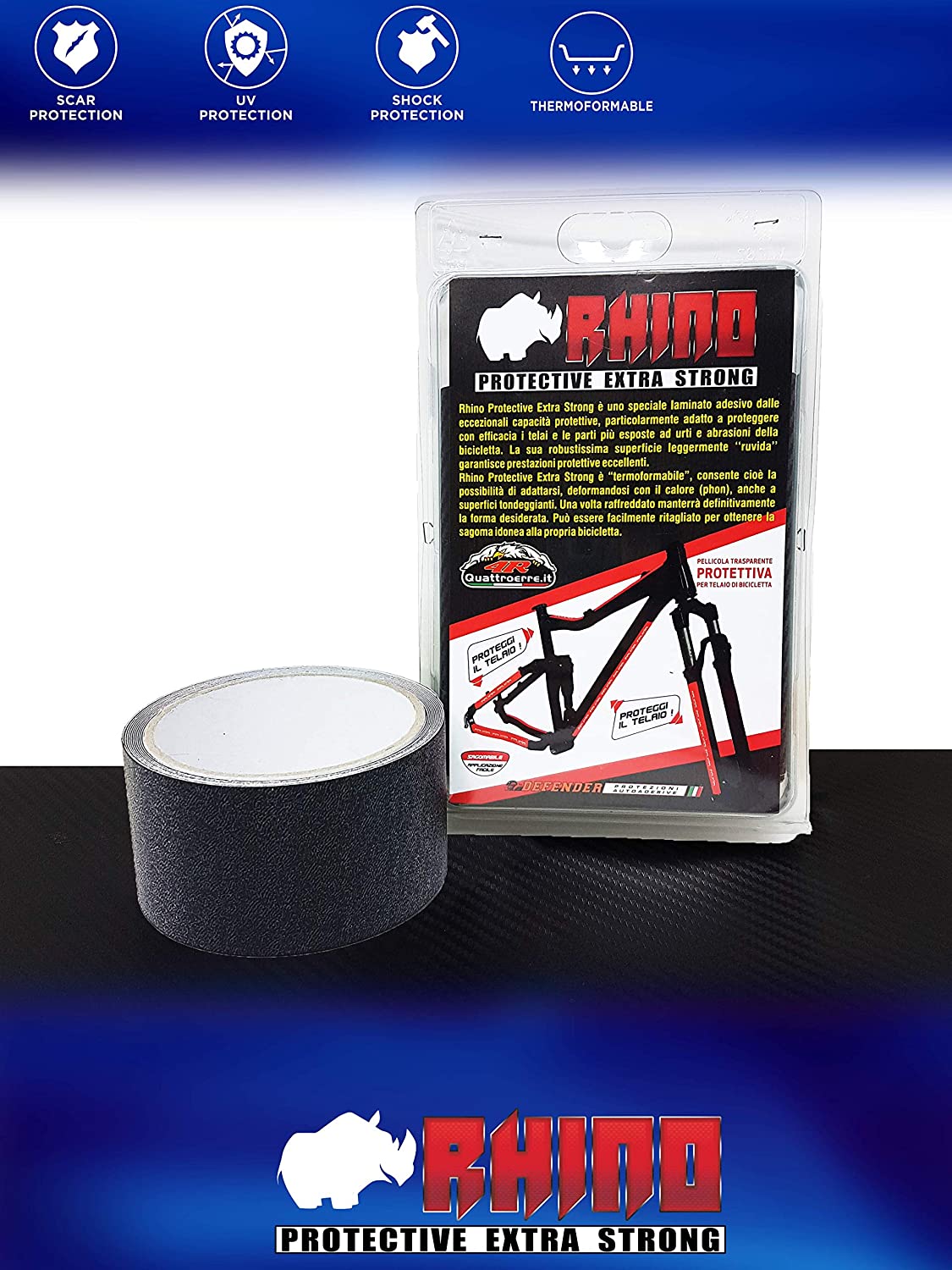 Adhesive Film Rhino Roll for Bike Frame Protection Unisex Adult Black, 5 x 150 cm