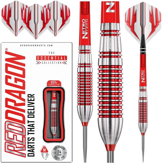 RED DRAGON Reflex Tungsten Darts Set with Flights and Stems