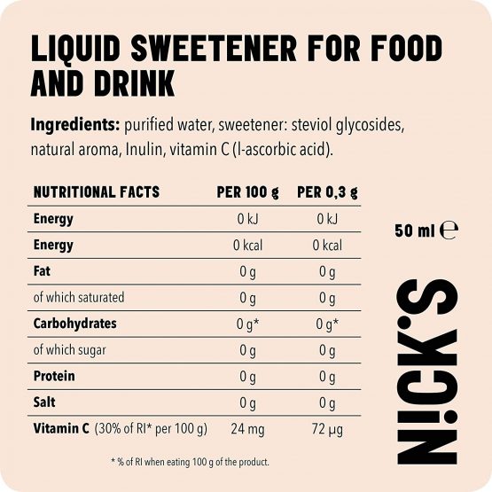NICKS Vanilla Stevia Drops, Sugar Free Zero Calorie Liquid Flavoured Sweetener 50 ml - Image 3