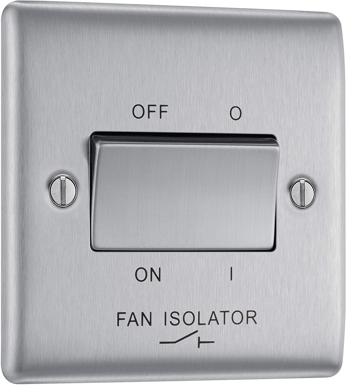 BG Electrical 3-Pole Fan Isolator Switch, Brushed Steel, Standard