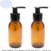 Aura 100ml Amber Syrup Bottles with Black Pumps - Pack of 2