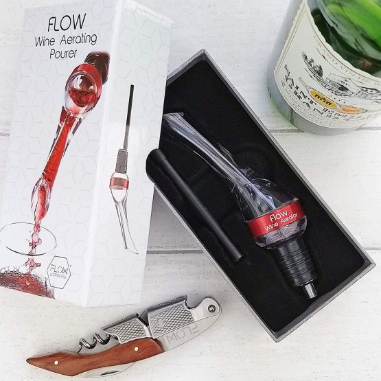 FLOW Wine Aerator Pourer Aerate Wines in Seconds, Professional Red Wine Aerating Non Drip Pourer with Integrated 150 Degree Pouring Spout For Easy Decanting, A Great Bar Gadget & Gift From FLOW Barware - Image 2