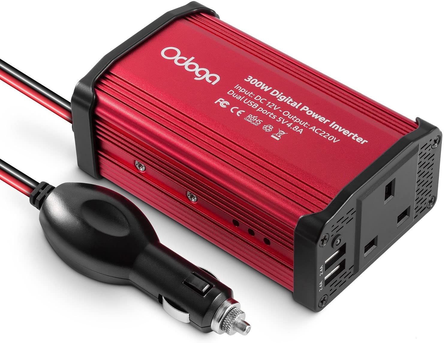 Odoga 300W Car Power Inverter 12V to 240V / 230V Converter, USB-A and USB-C 3A Charging Ports, Charge Your Laptop, iPad - Image 2