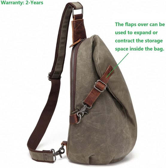 AOTIAN Waterproof Waxed Canvas Men's and Women's Small Sling Bags Backpacks for Hiking Biking Travel Outdoor Casual Chest Bags Army Green - Image 2