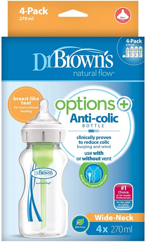 Dr Brown's Options+ Anti-Colic Baby Bottles, Four Pack, 270 ml Bottles - Image 2