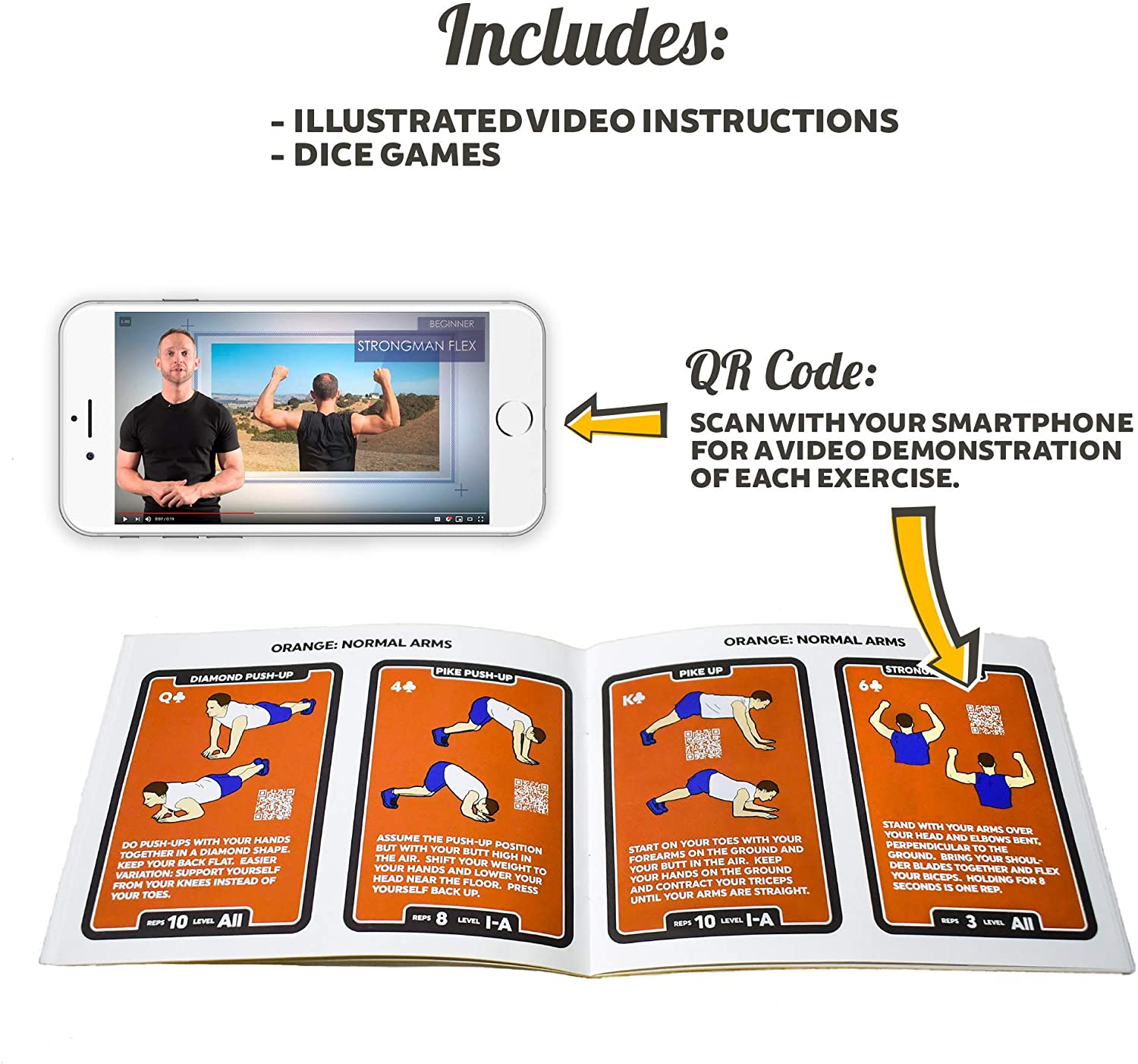 Stack 52 Quick Sweat Fitness Dice. Bodyweight Exercise Workout Game. Designed by a Military Fitness Expert. Video Instructions Included. No Equipment Needed. Burn Fat Build Muscle. (2019 Box Set) - Image 4