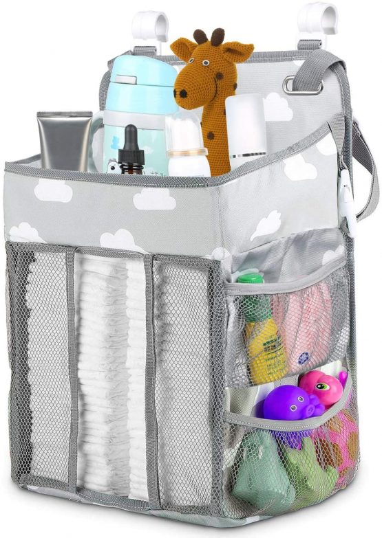 Premium Nursery Organizer Baby Diaper Caddy Hanging Diaper Organizer for Baby Essentials, Hanging Changing Table Diaper Stacker for Crib Storage and Nursery Organization