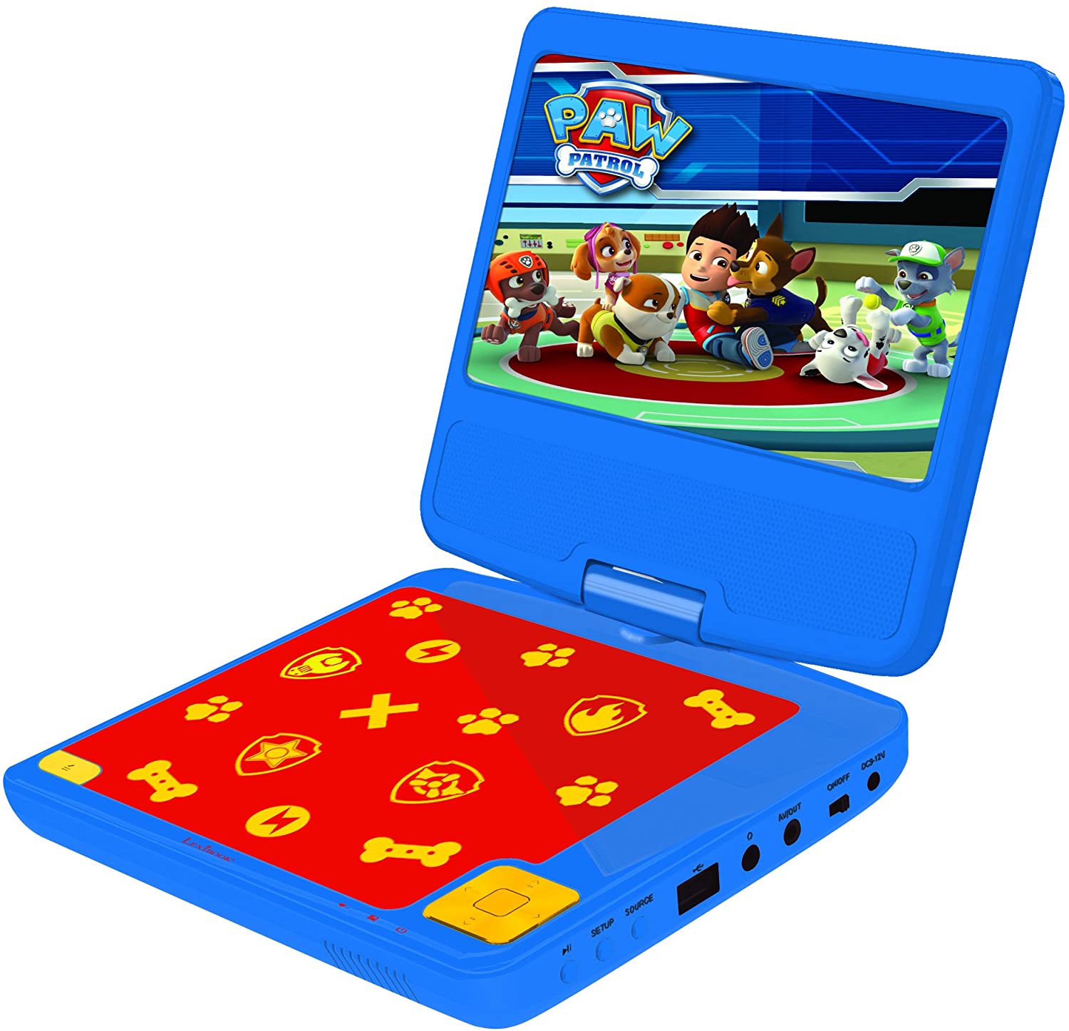 Lexibook, Paw Patrol, Portable DVD player, 7” rotating screen for Children Remote control, Car charger, USB port