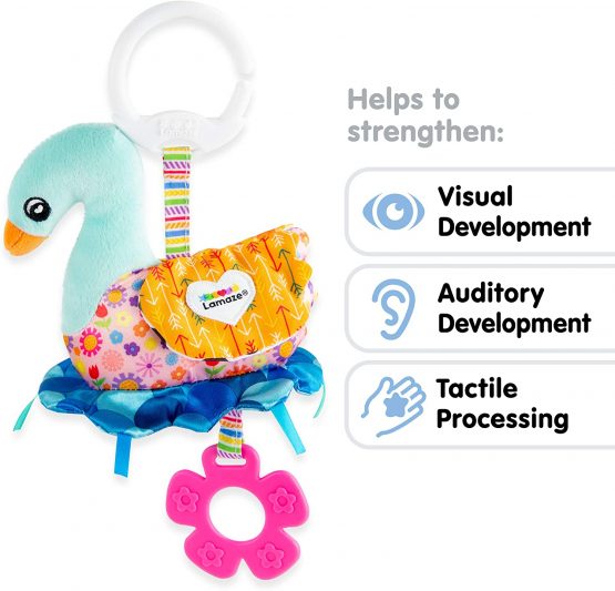 LAMAZE Mini Clip & Go Sierra The Swan, Clip on Pram and Pushchair Newborn Baby Toy, Sensory Toy for Babies Boys and Girls from 0-6 Months - Image 2