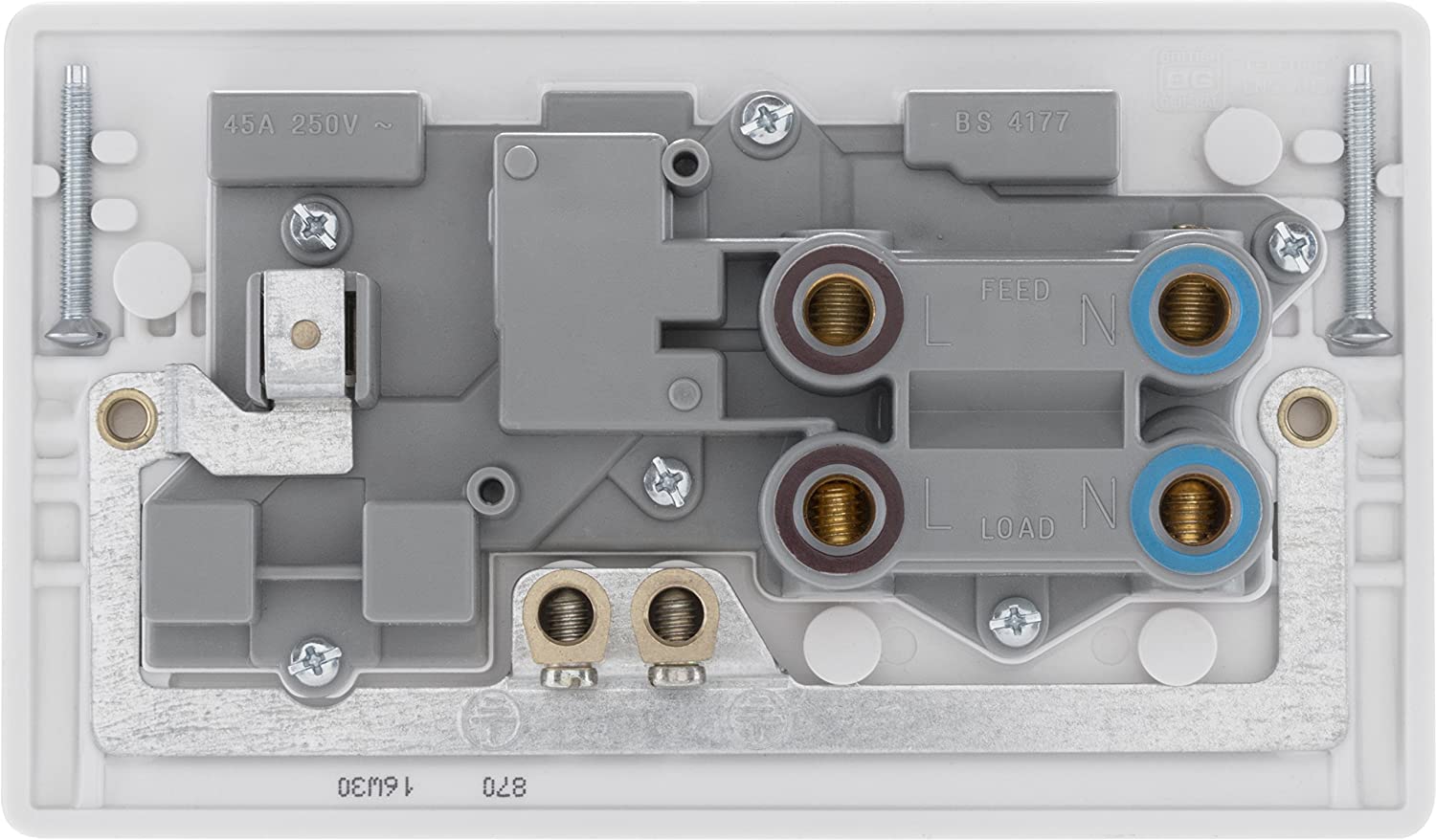 Nexus 45A Connection Unit, White Moulded, Neon Double Pole Cooker Control Unit with Single Socket - Image 4