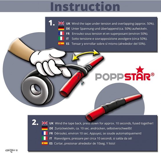 Poppstar 1x Self-fusing Universal Insulating Tape, Sealing Tape, LxWxH 5m x 50mm x 0.76mm, Black - Image 4