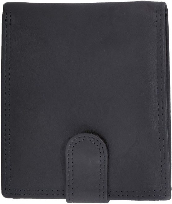 Moirento ™ Mens Black Leather Trifold Wallet RFID Blocking Genuine Real Leather with Coin Pocket Anti Scan/Fraud Proof Wallet ID Holder with Contact Less Card Protection (LZ502-Blk)