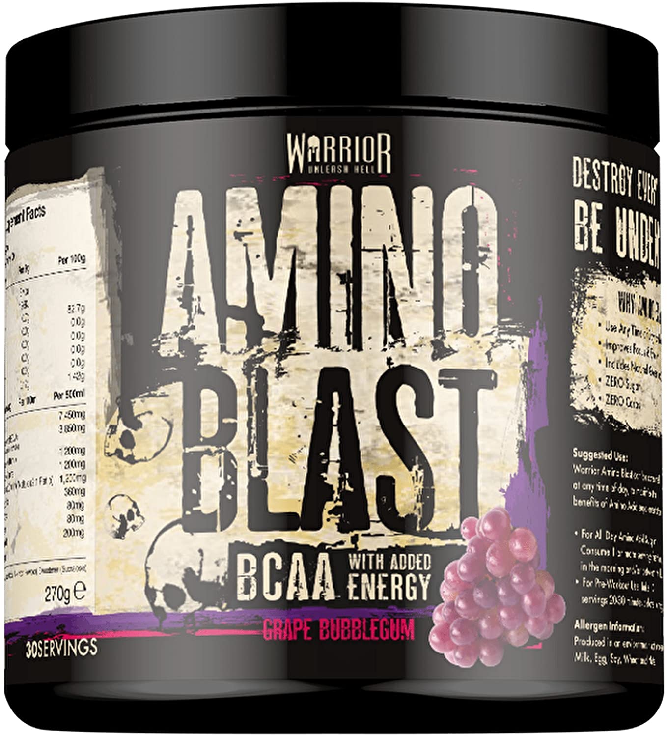 Warrior Amino Blast BCAA Powder 270g, Fruit Salad Flavour, BCAA Supplement for Muscle Recovery Energy, Endurance, Hydration