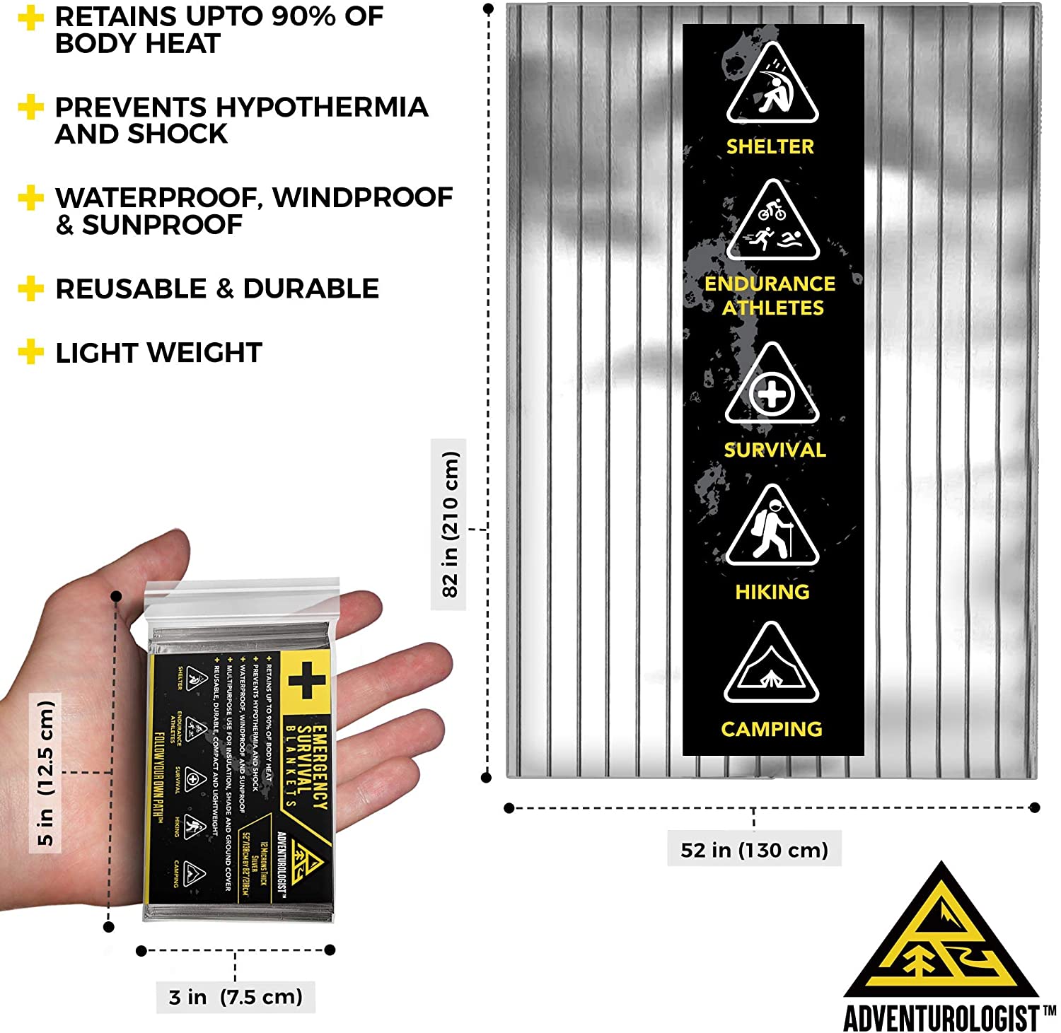 EMERGENCY FOIL SURVIVAL BLANKET SET OF 6 Thermal Space Mylar Blankets