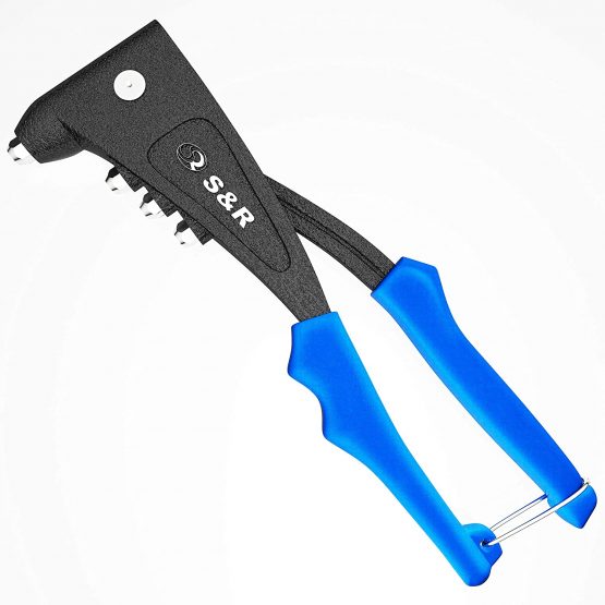 S&R Rivet Gun with 60 Rivets (2.4 mm, 3.0/3.2 mm, 4.0 mm, 4.8/5.0 mm) in Aluminum and Stainless Steel for Blind Rivet, 4 Nozzle, 1 Wrench, 1 Storage Box. Hand Professional Riveter. - Image 2