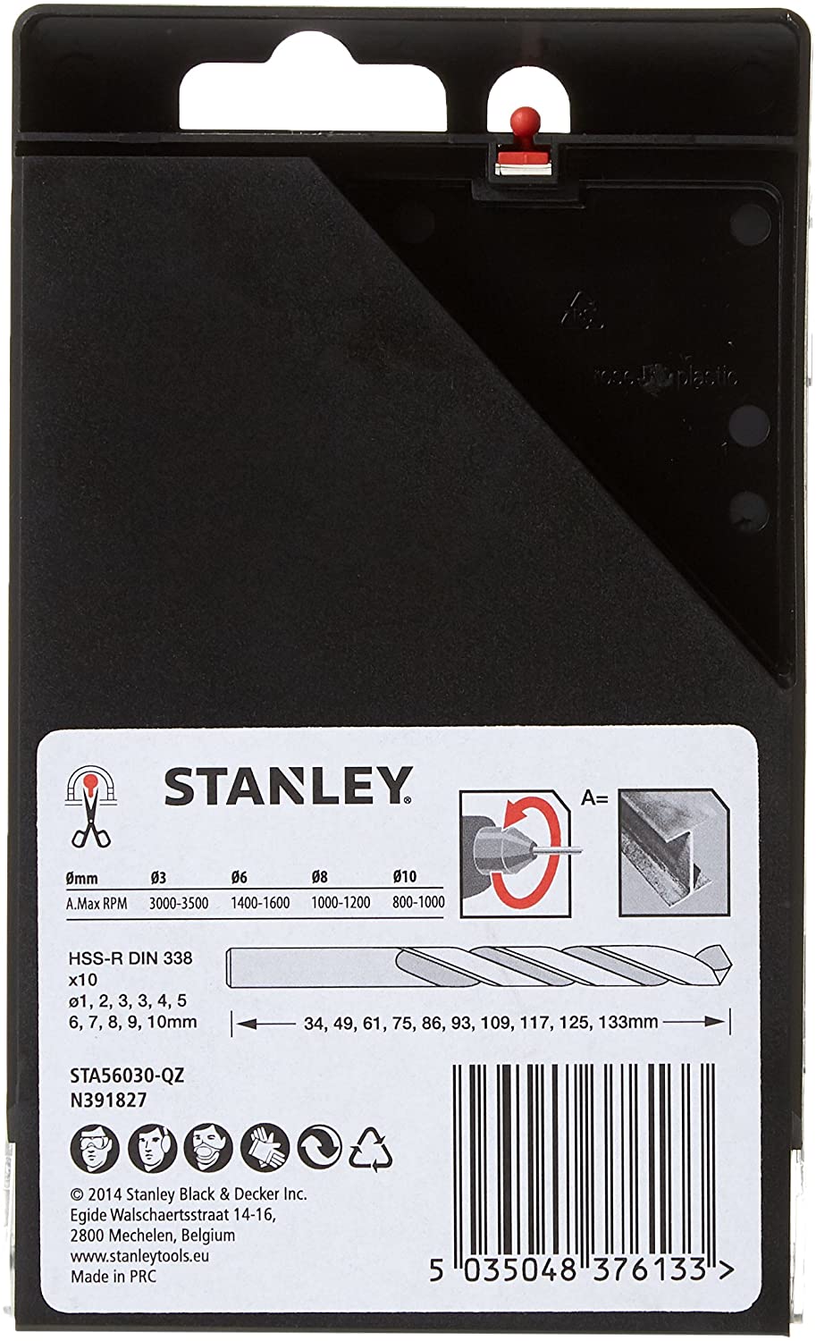 STANLEY STA56030-QZ 10 Piece High Speed Steel Metal Drill Bit Set, Includes 1mm, 2mm, 3mm, 4mm, 5mm, 6mm, 7mm, 8mm, 9mm, 10mm - Image 2